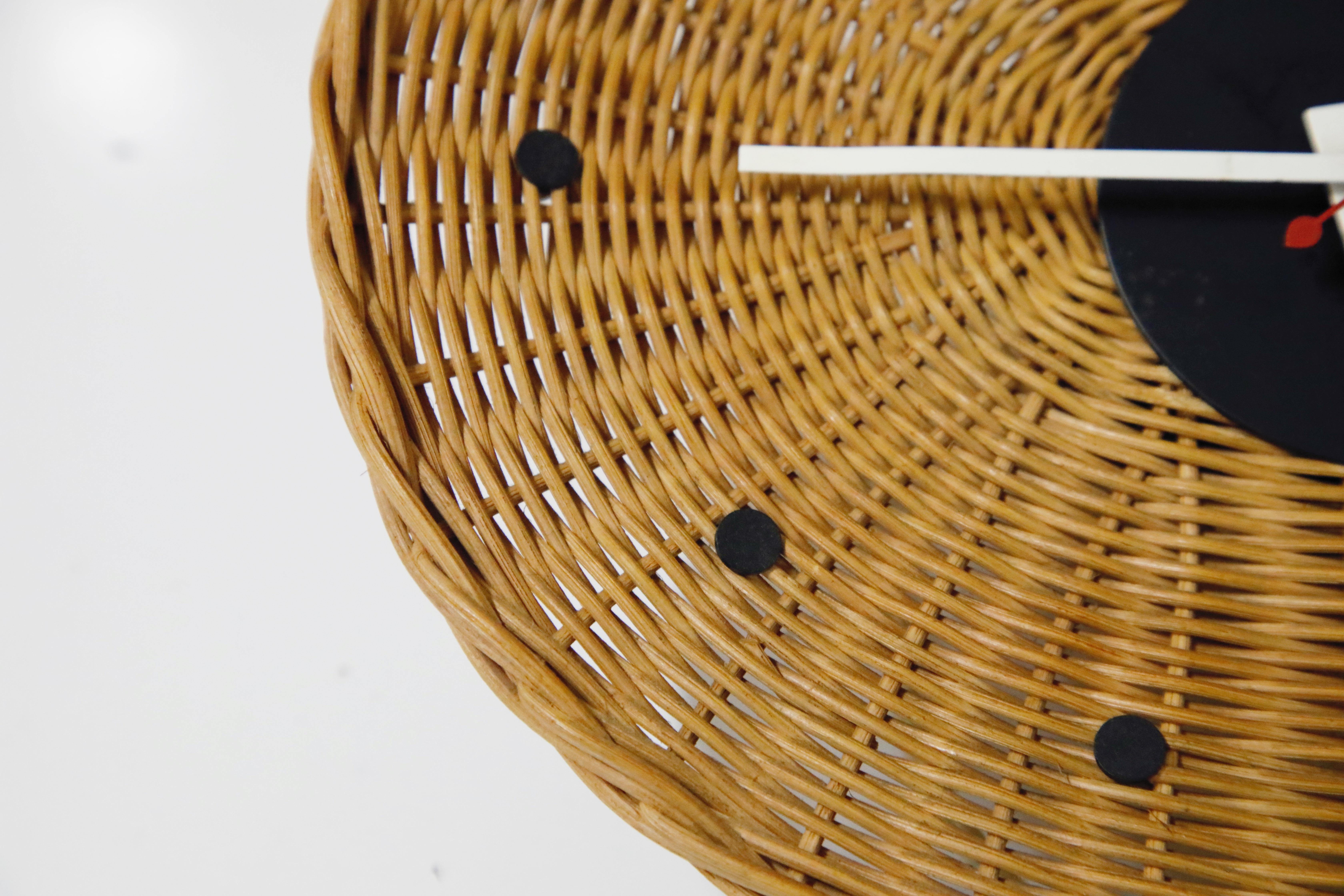 Original Oval Rattan 'Basket Clock' by George Nelson for Howard Miller, 1950s 4