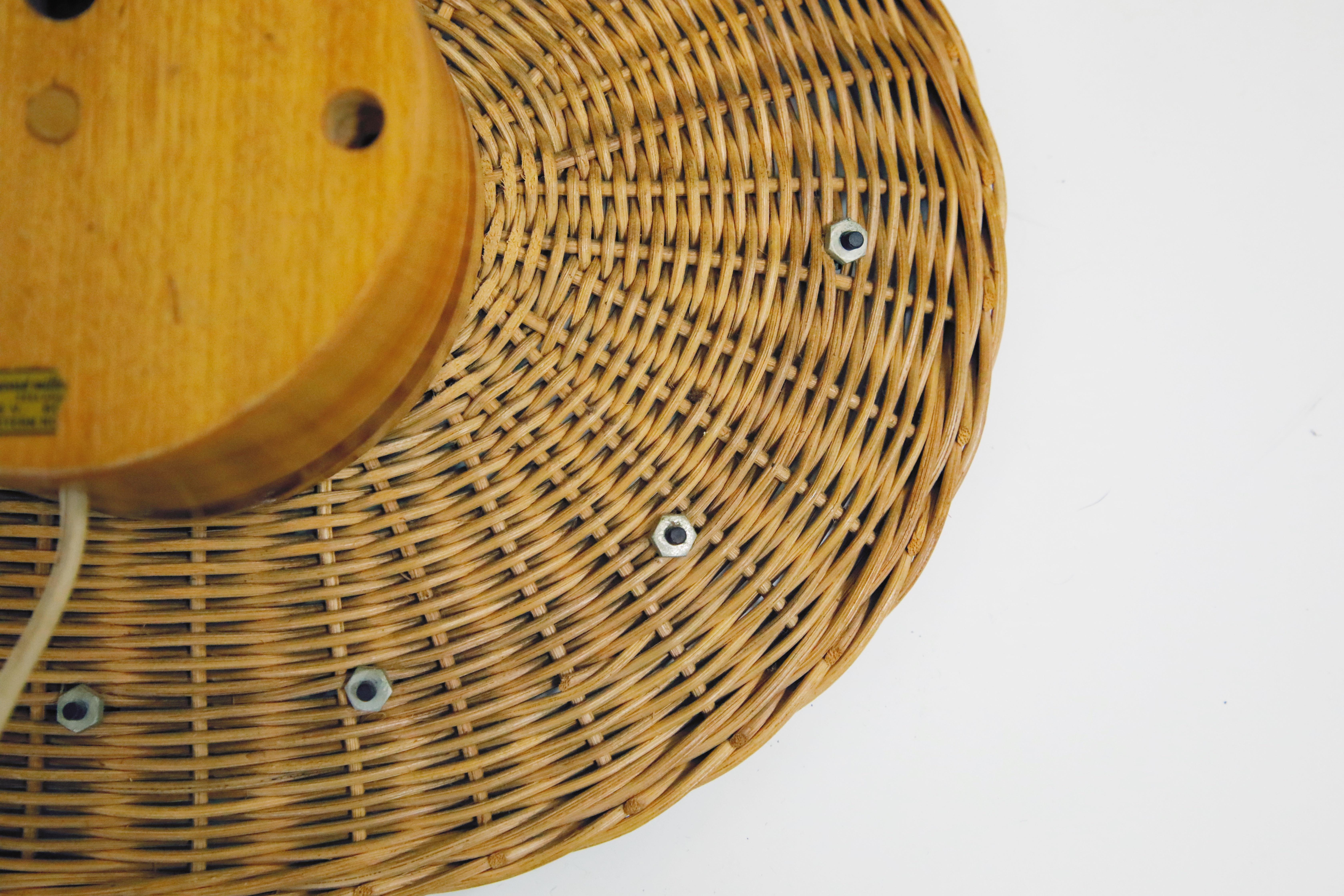 Original Oval Rattan 'Basket Clock' by George Nelson for Howard Miller, 1950s 8