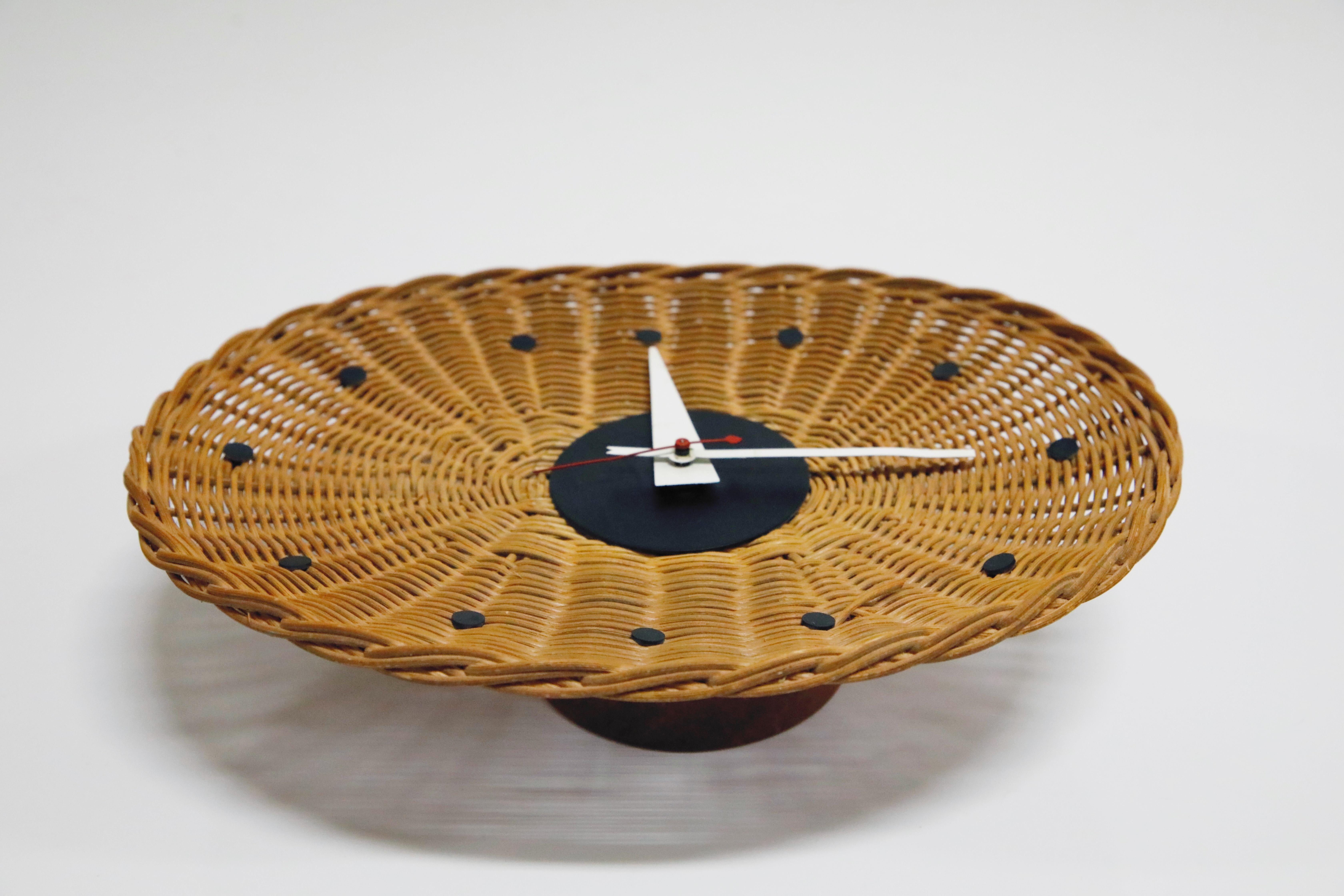 Original Oval Rattan 'Basket Clock' by George Nelson for Howard Miller, 1950s 11