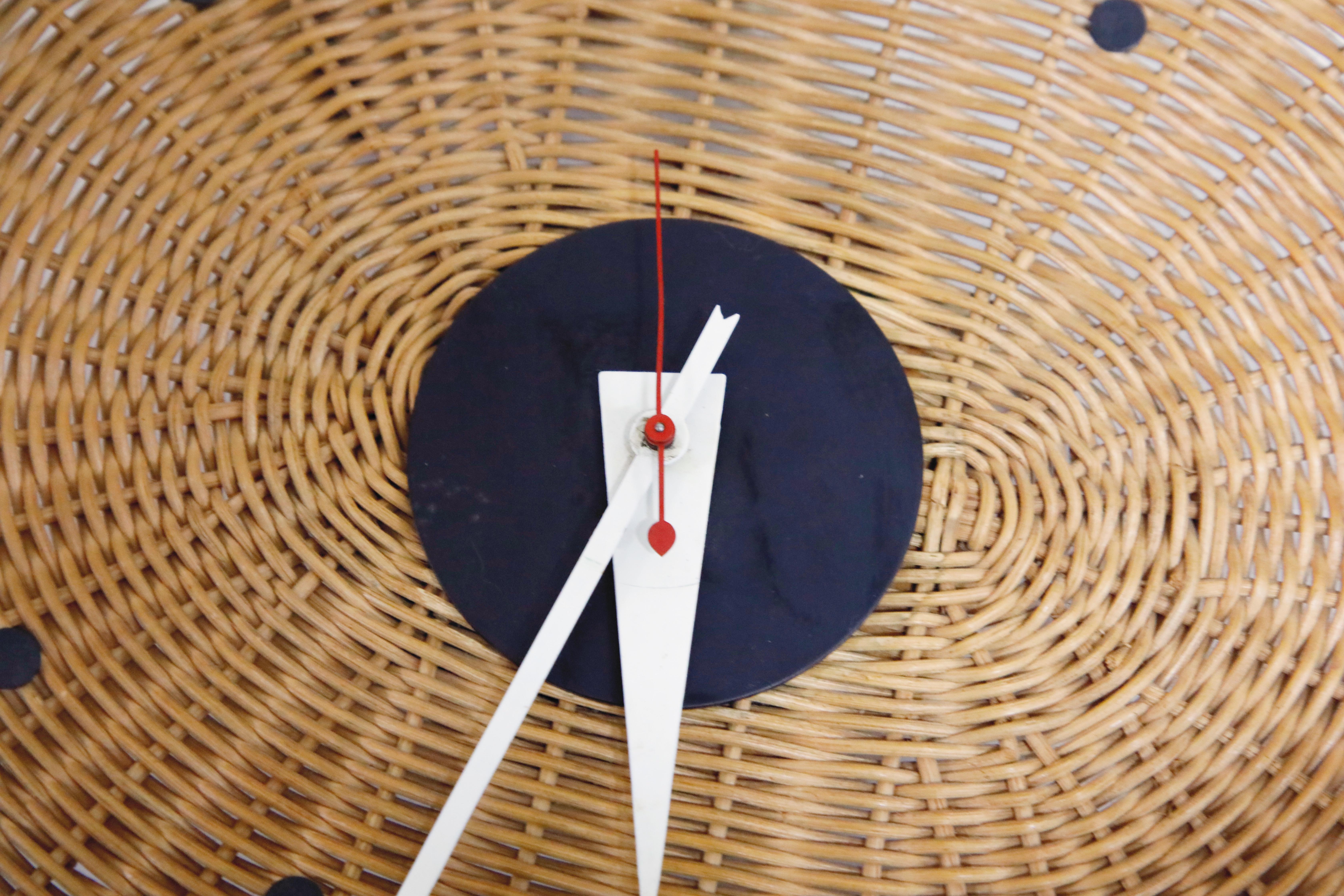 Original Oval Rattan 'Basket Clock' by George Nelson for Howard Miller, 1950s 10