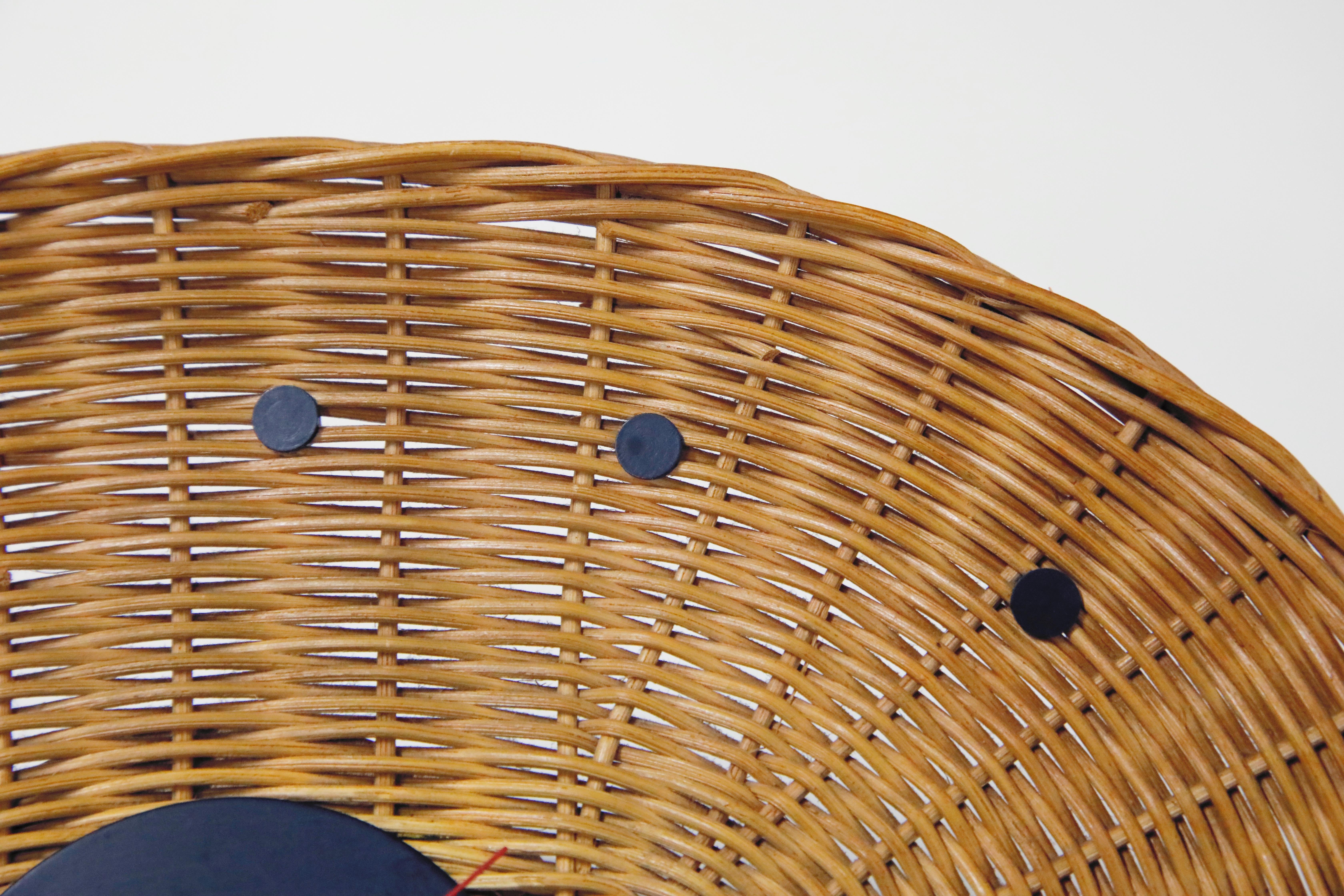 Mid-20th Century Original Oval Rattan 'Basket Clock' by George Nelson for Howard Miller, 1950s
