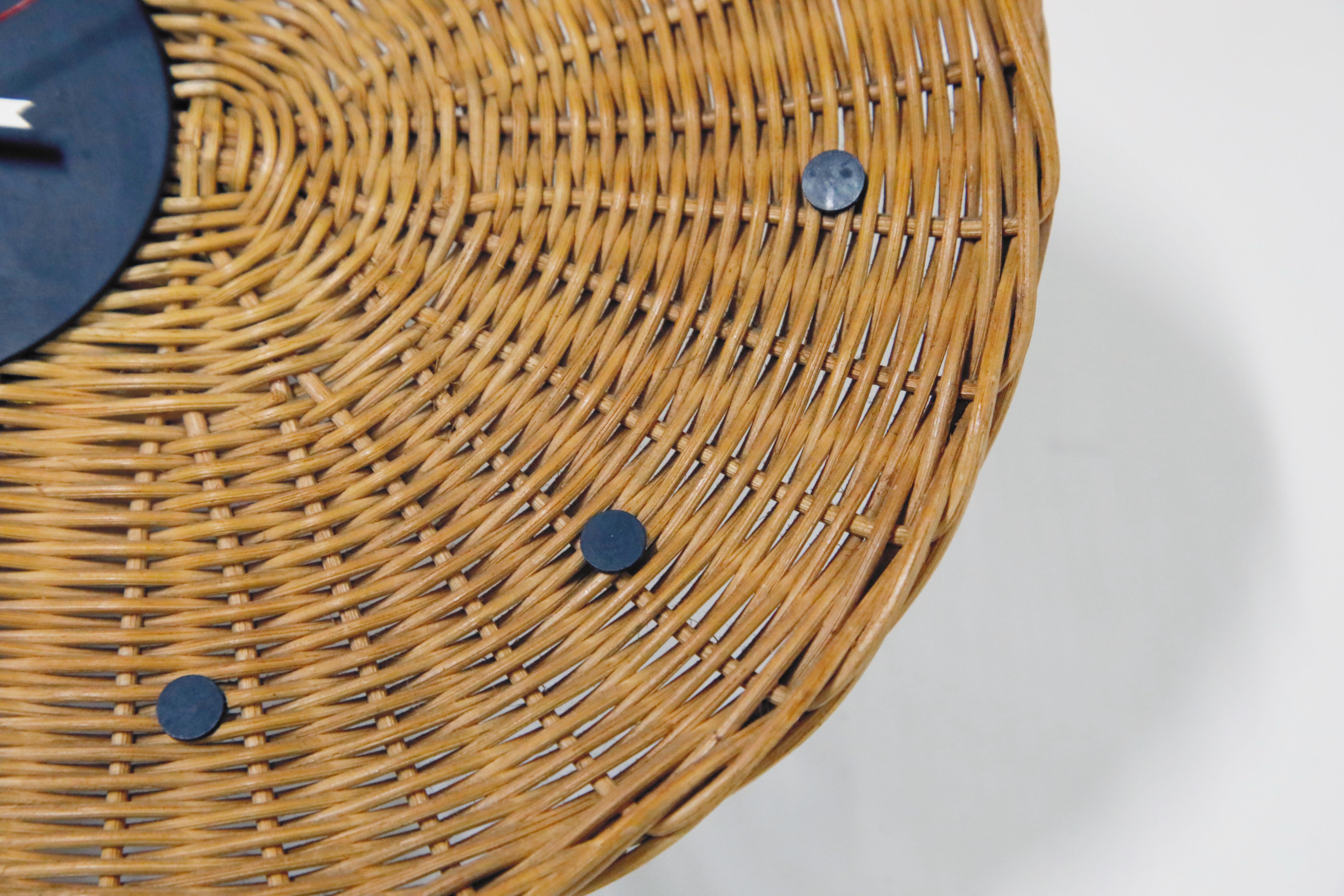 Mid-20th Century Original Oval Rattan 'Basket Clock' by George Nelson for Howard Miller, 1950s