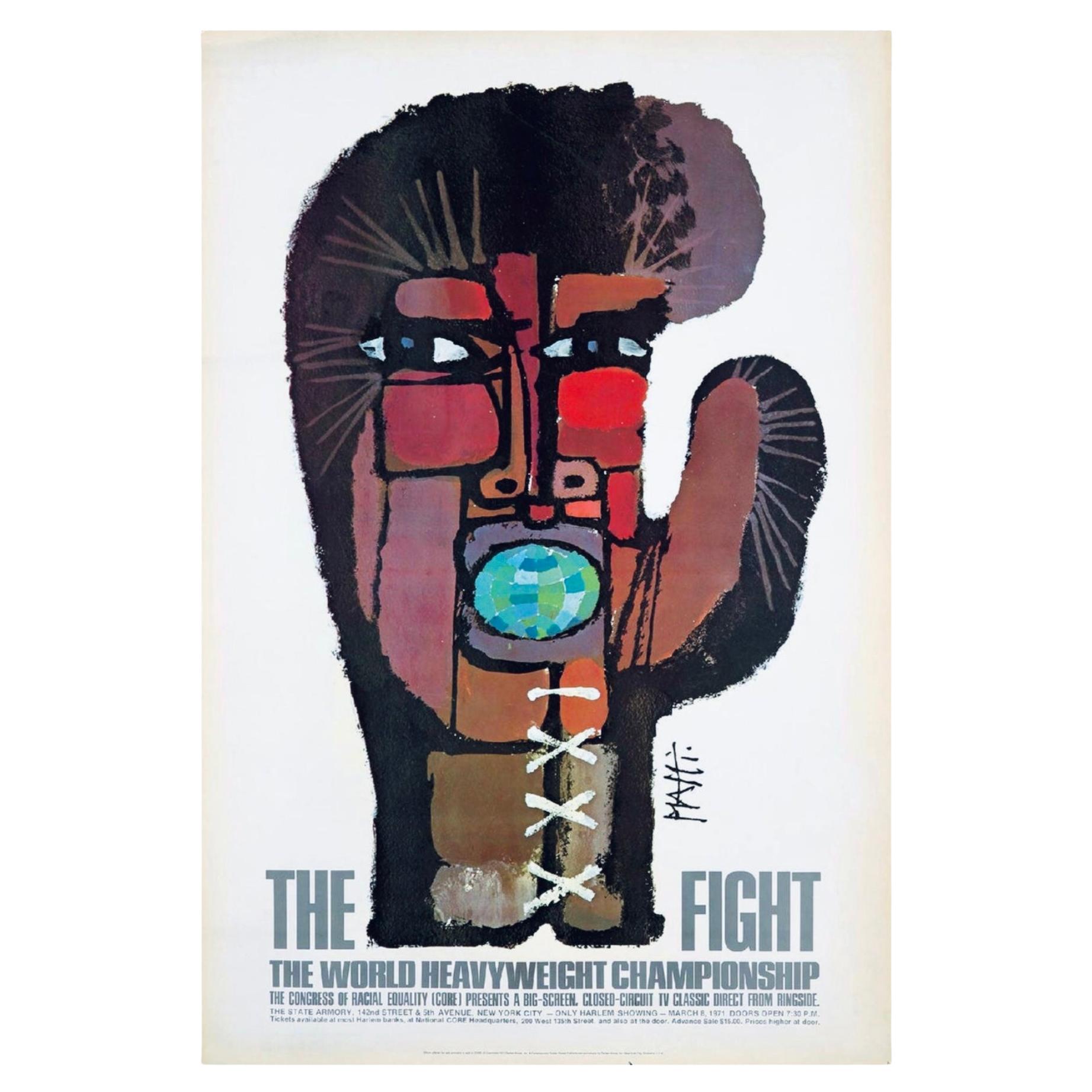 Affiche originale de l'exposition de boxe surdimensionnée Piatti Muhammad Ali Frazier de 1971