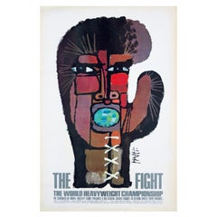 Póster original sobredimensionado de 1971 de la exhibición de boxeo de Piatti Muhammad Ali Frazier