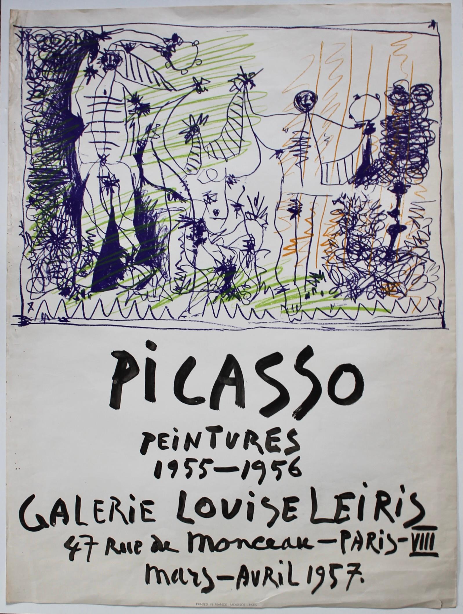 Important early original poster by Picasso, printed by his lithographer, Mourlot. Paris, for an exhibition of paintings at Galerie Louise Leiris, 1957.

Literature: Bloch, 1275; Mourlot 299; Czwiklitzer 25.