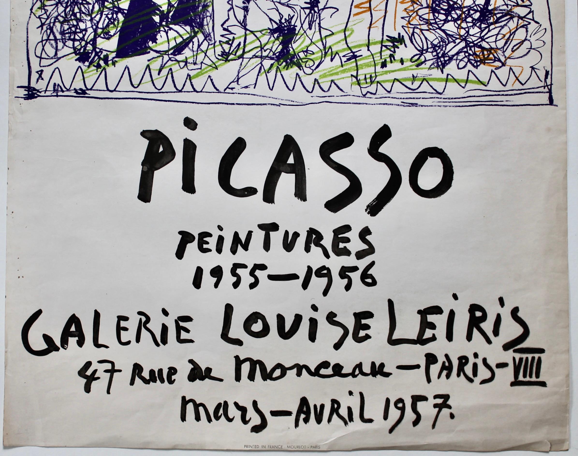 Mid-Century Modern Original Pablo Picasso Poster, 1957, Galerie Louise Leiris For Sale