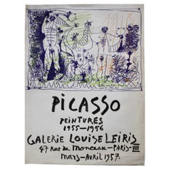 Original Pablo Picasso Poster, 1957, Galerie Louise Leiris