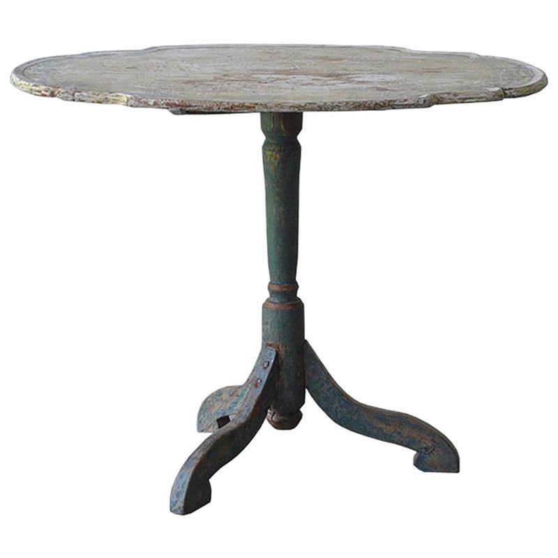 Original Paint 18th Century Swedish Rococo Tilt-Top Table