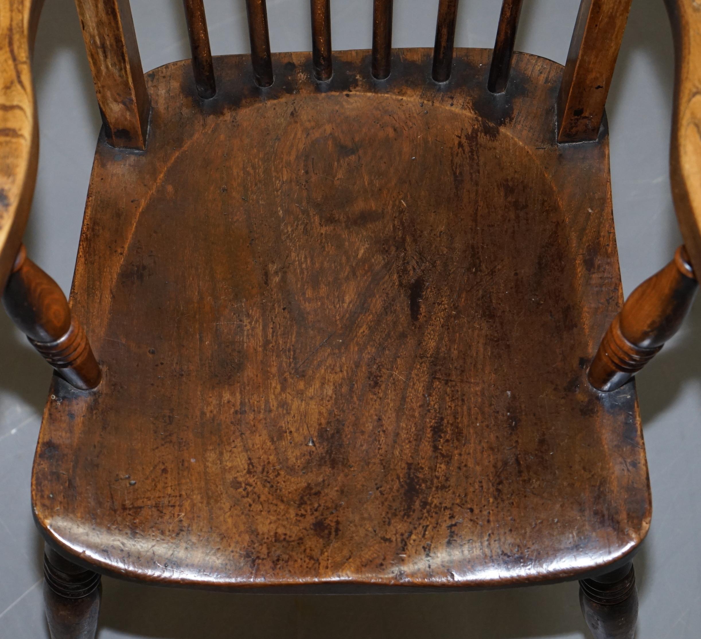 Original Paint 19th Century Thames Valley Oxford Windsor Armchair Stunning Wood For Sale 3