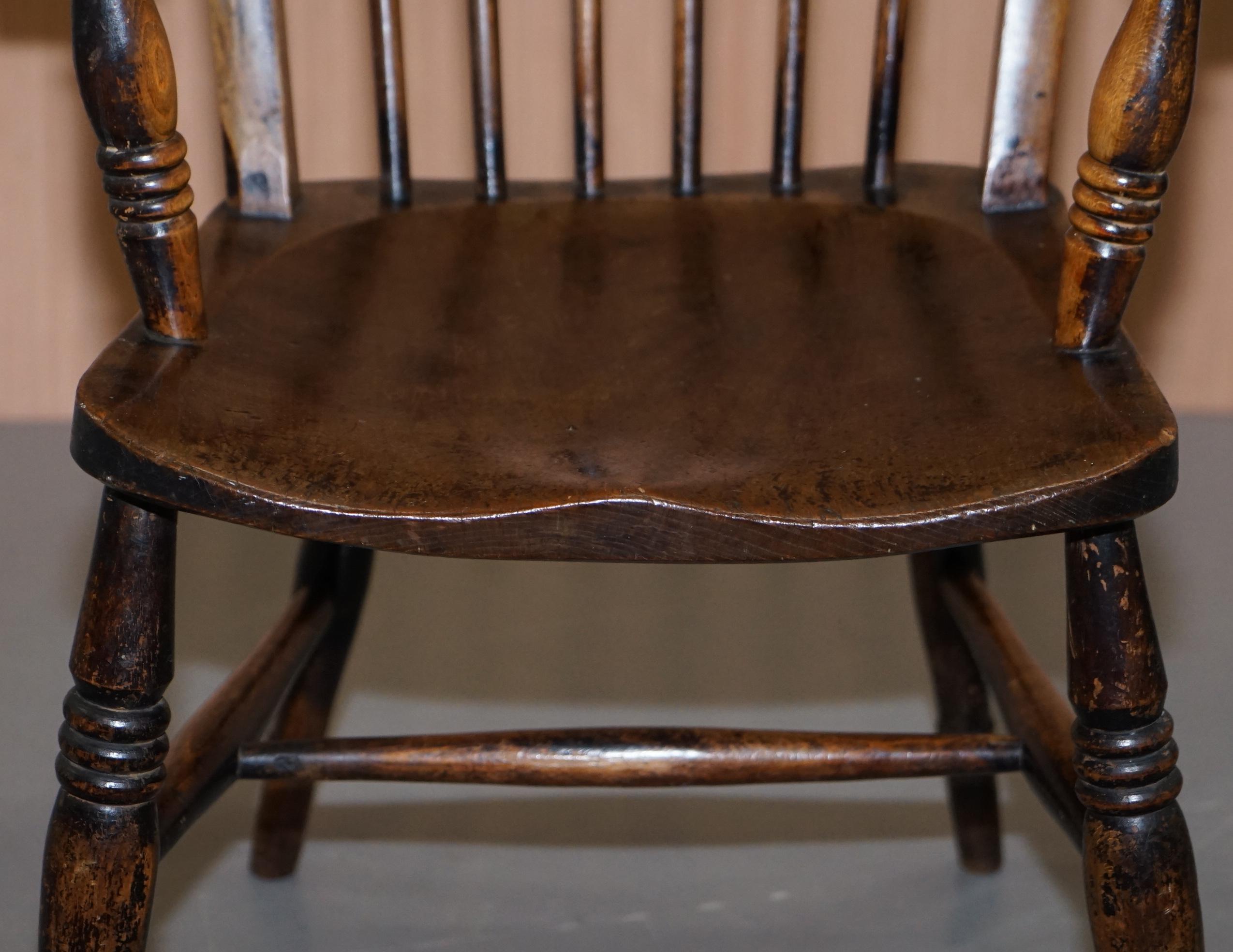 Original Paint 19th Century Thames Valley Oxford Windsor Armchair Stunning Wood For Sale 4