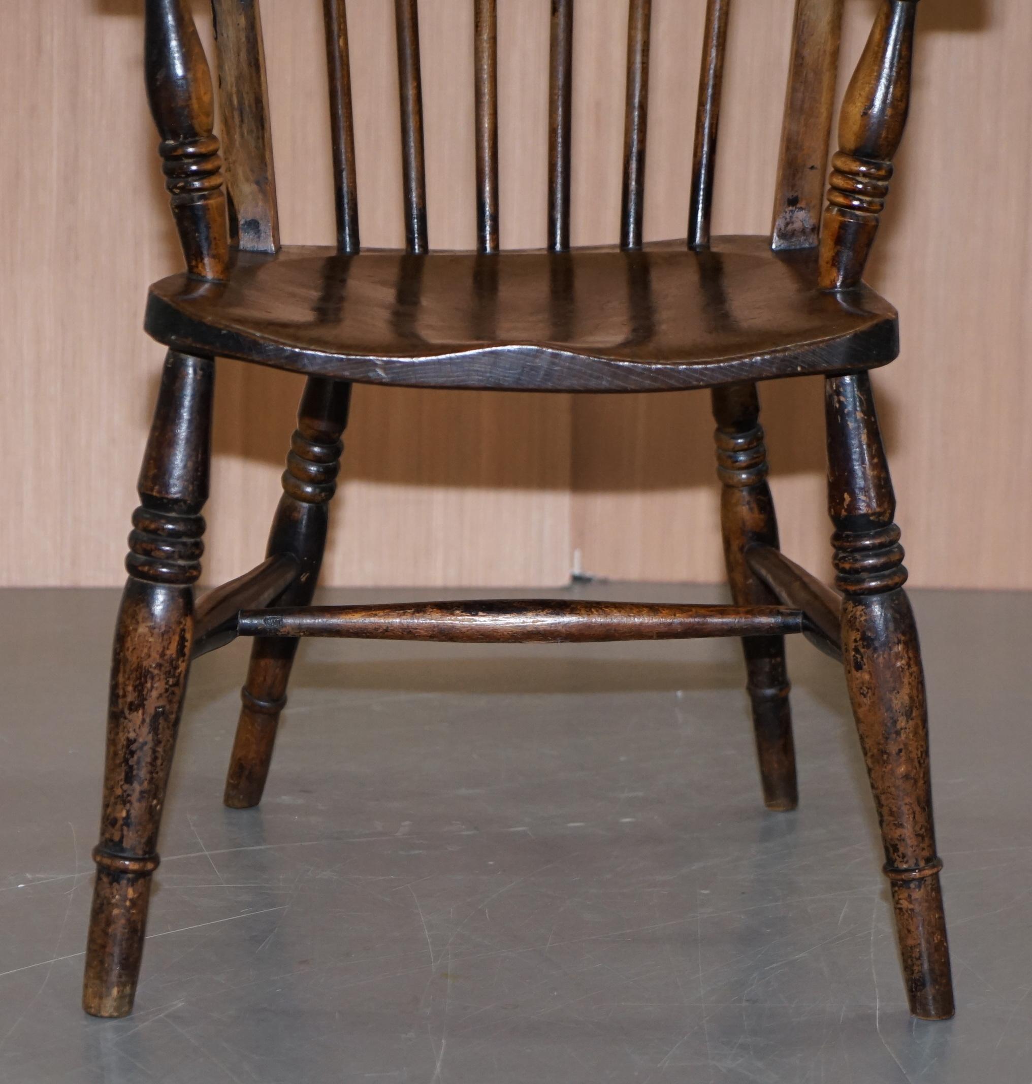 Original Paint 19th Century Thames Valley Oxford Windsor Armchair Stunning Wood For Sale 5