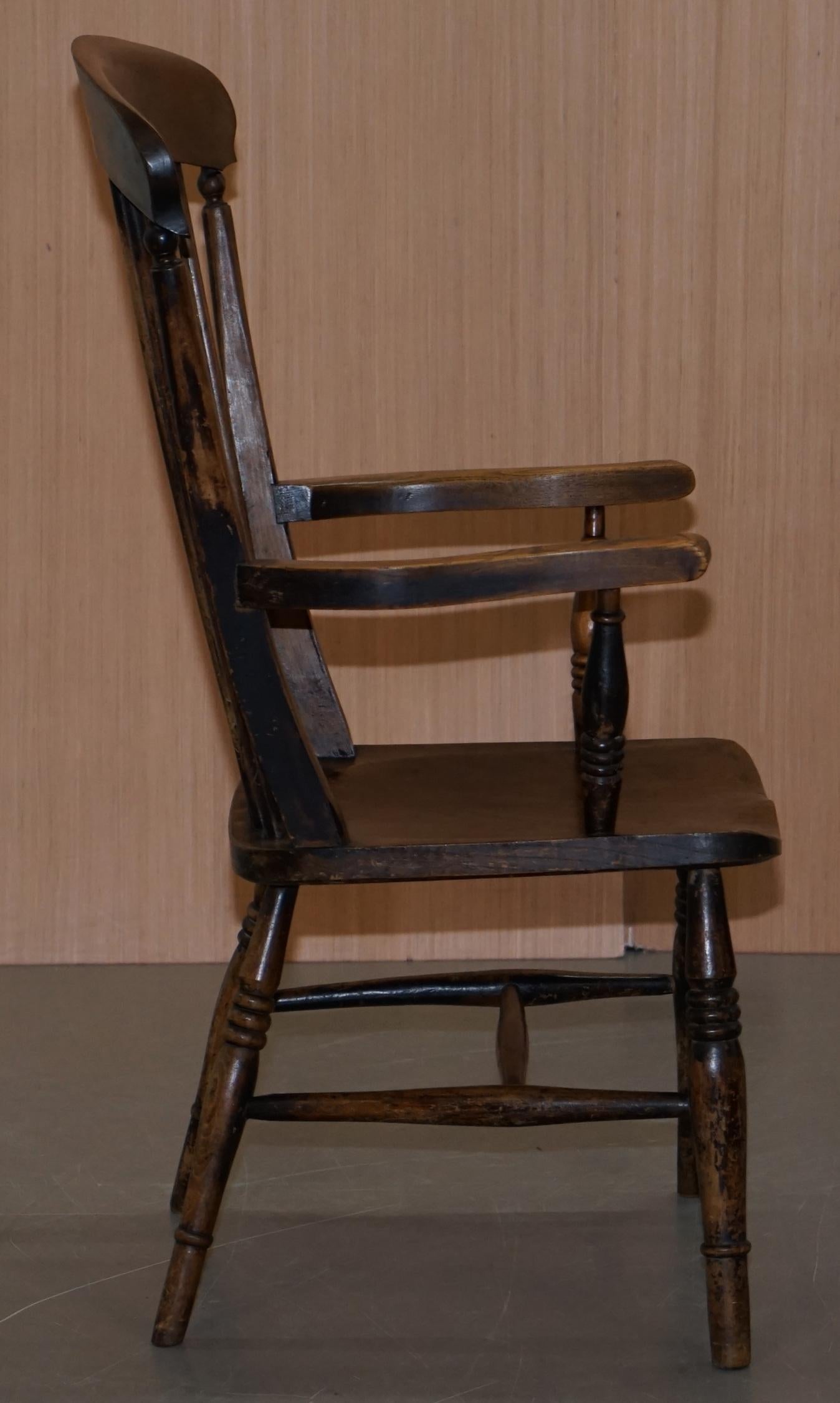 Original Paint 19th Century Thames Valley Oxford Windsor Armchair Stunning Wood For Sale 6