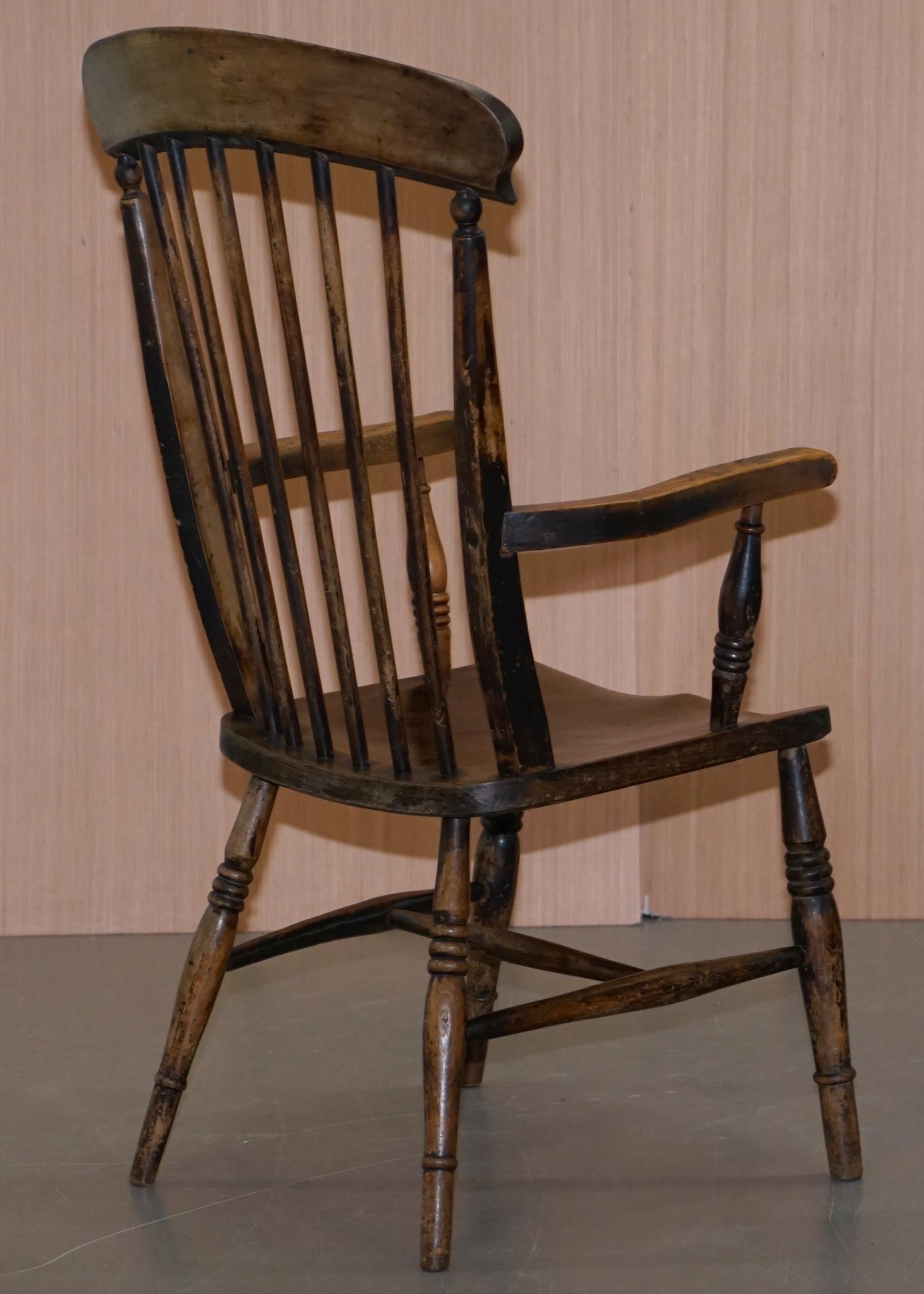 Original Paint 19th Century Thames Valley Oxford Windsor Armchair Stunning Wood For Sale 7