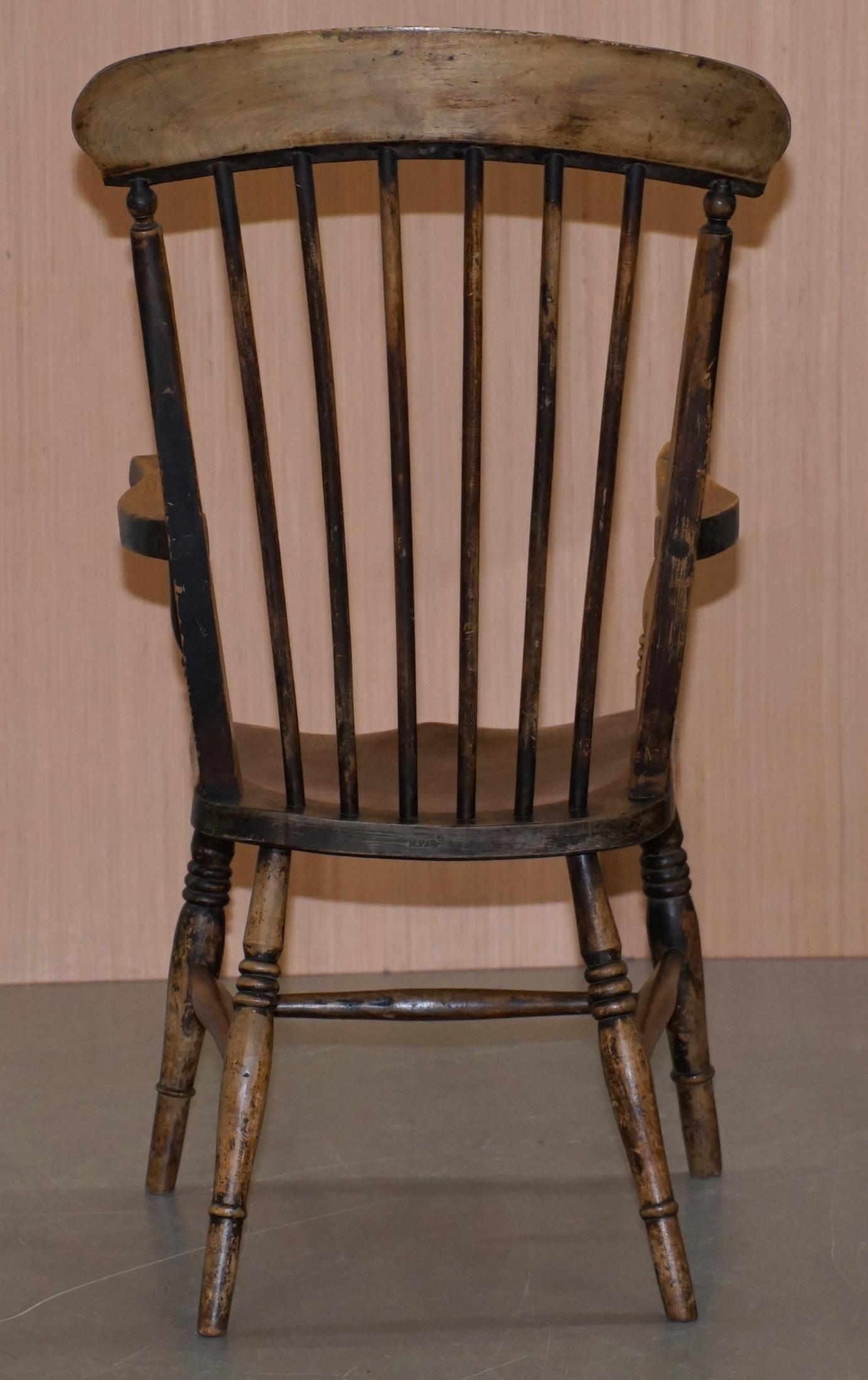 Original Paint 19th Century Thames Valley Oxford Windsor Armchair Stunning Wood For Sale 8