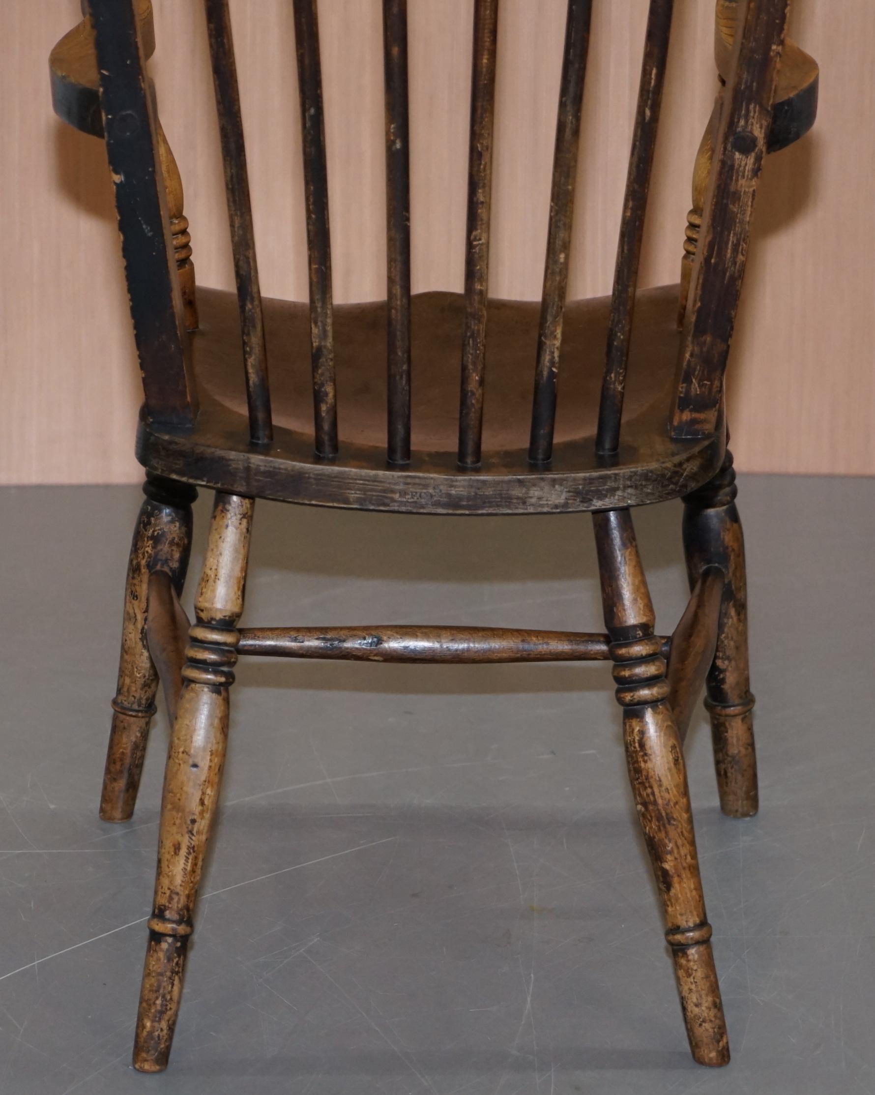 Original Paint 19th Century Thames Valley Oxford Windsor Armchair Stunning Wood For Sale 9