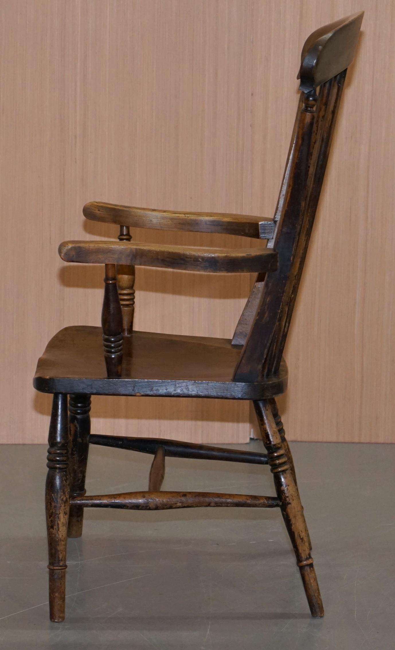 Original Paint 19th Century Thames Valley Oxford Windsor Armchair Stunning Wood For Sale 11
