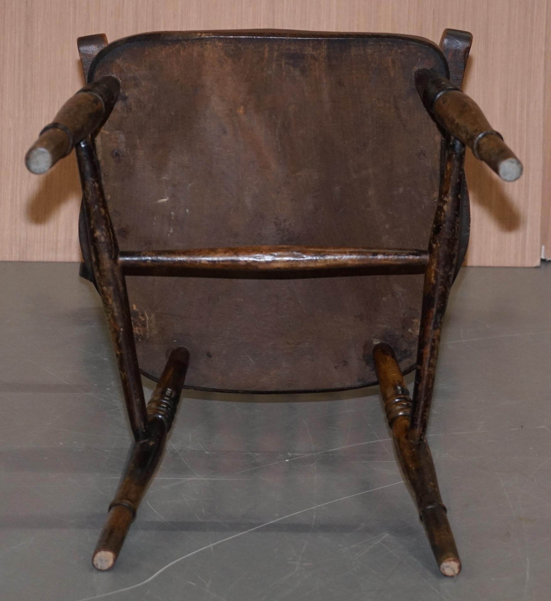 Original Paint 19th Century Thames Valley Oxford Windsor Armchair Stunning Wood For Sale 12