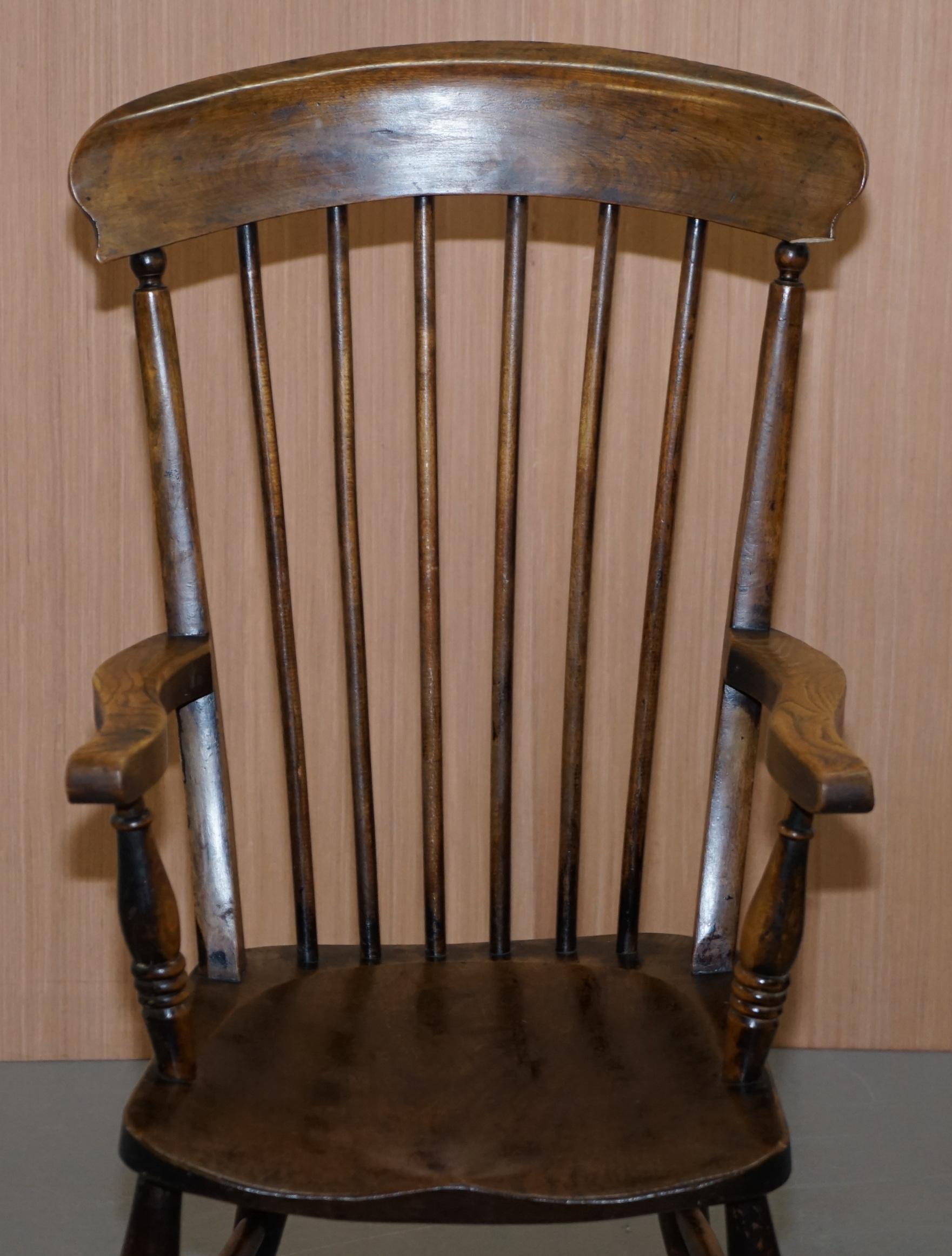 English Original Paint 19th Century Thames Valley Oxford Windsor Armchair Stunning Wood For Sale