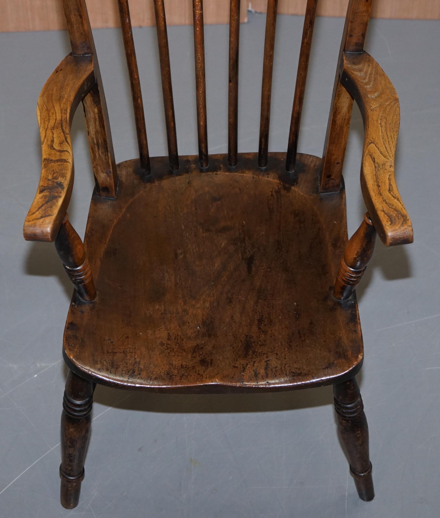 Hand-Crafted Original Paint 19th Century Thames Valley Oxford Windsor Armchair Stunning Wood For Sale