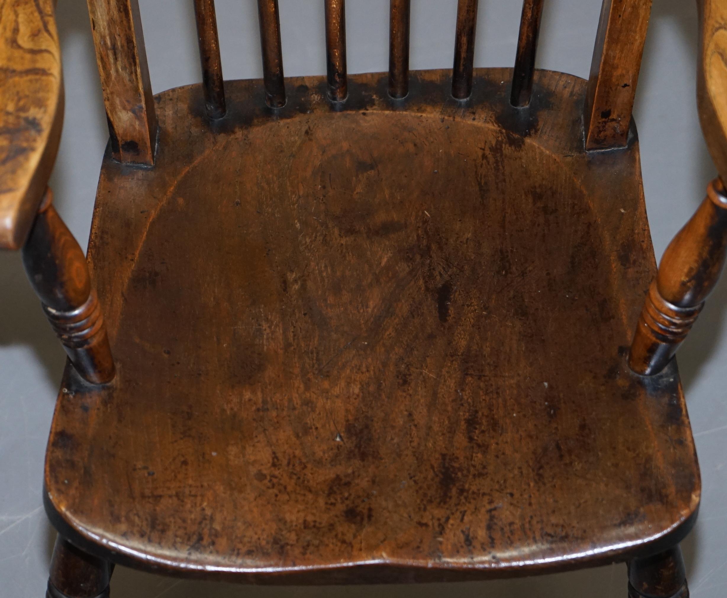 Elm Original Paint 19th Century Thames Valley Oxford Windsor Armchair Stunning Wood For Sale