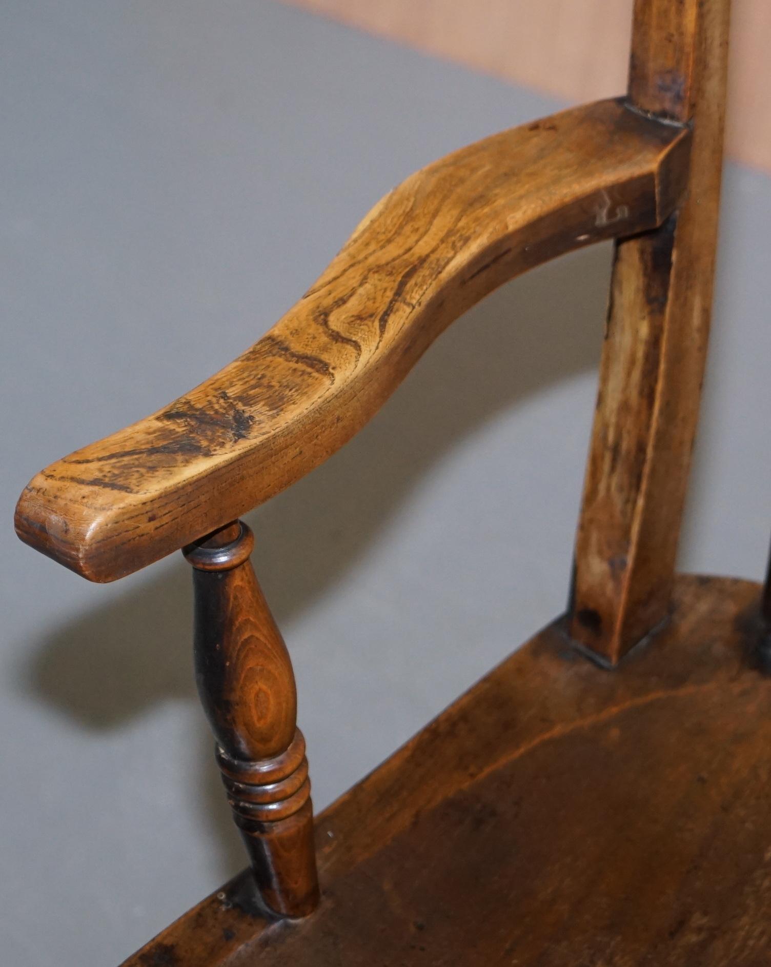 Original Paint 19th Century Thames Valley Oxford Windsor Armchair Stunning Wood For Sale 2