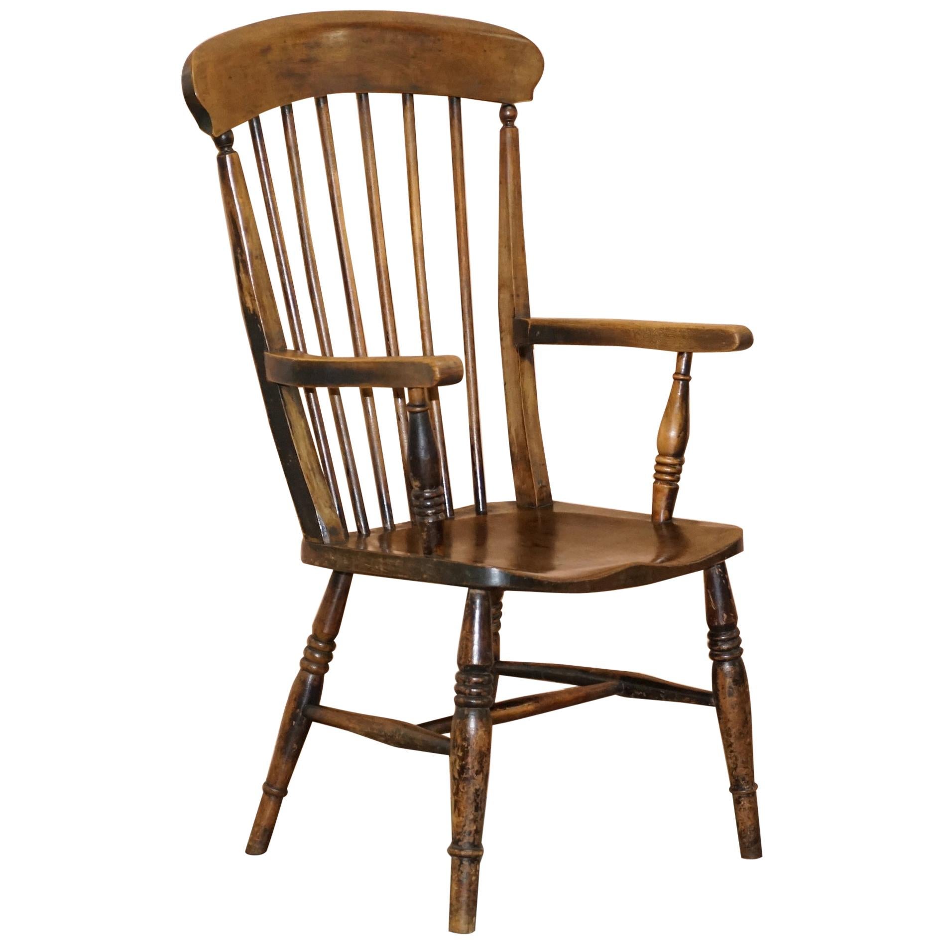 Original Paint 19th Century Thames Valley Oxford Windsor Armchair Stunning Wood