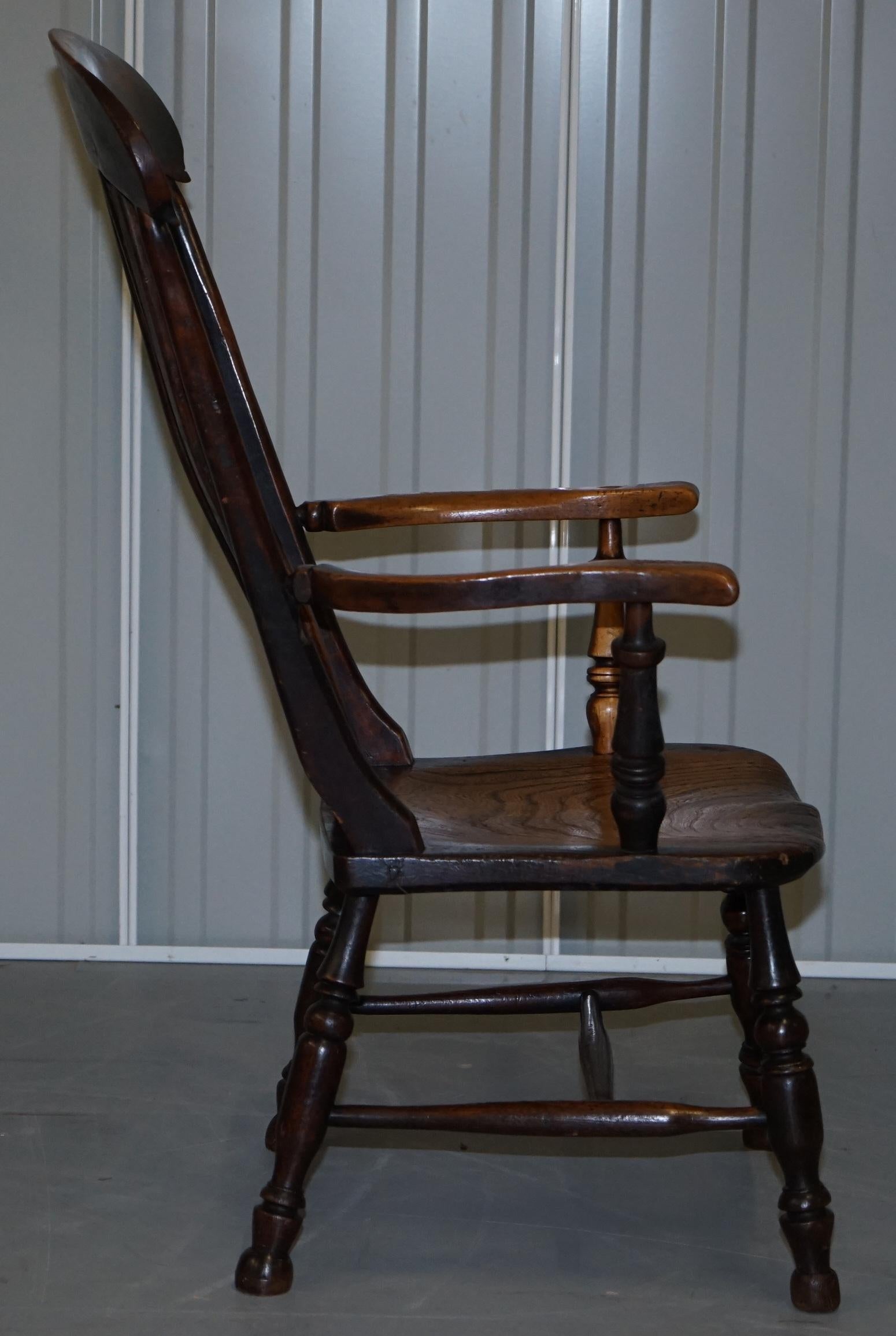 Original Paint Elm 19th Century Thames Valley Oxford Windsor Armchair Untouched For Sale 4