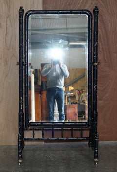 Original Paint & Glass Antique Regency circa 1815 "Famboo" Bamboo Framed Mirror