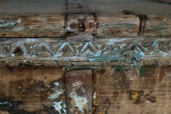 Original Paint Patina Elm Server with Meta Elements on Plinth Base