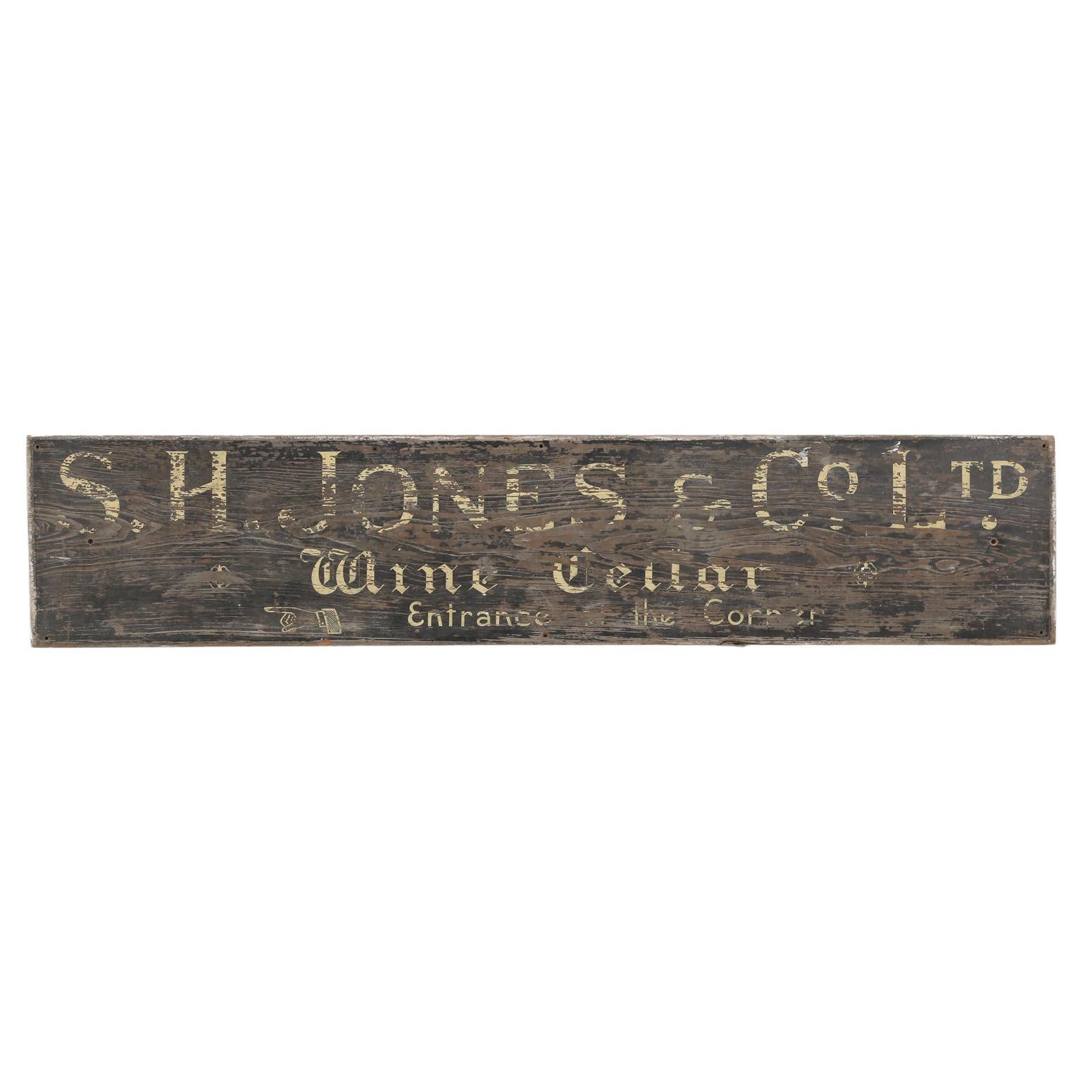 Original Paint Wine Cellar Sign English S.H. Jones Opened 1848 Still in Business