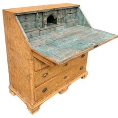 Original Painted 18th Century Writing Desk Secretary, Sweden
