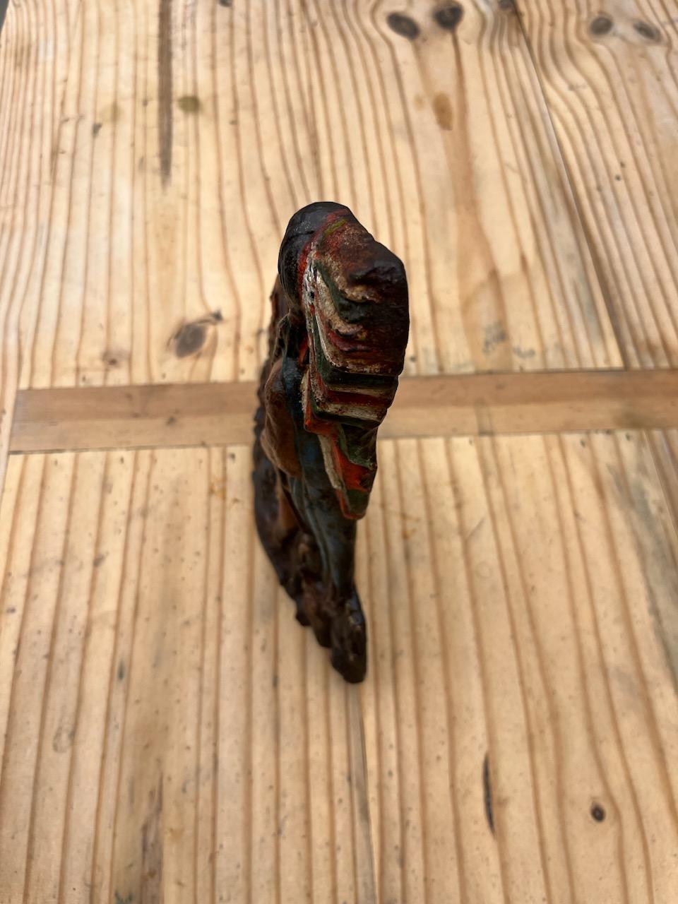 Original painted 19 century Indian cast-iron Doorstop In Good Condition In Los Angeles, CA