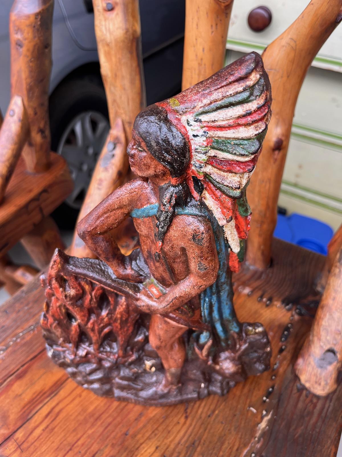 Iron Original painted 19 century Indian cast-iron Doorstop