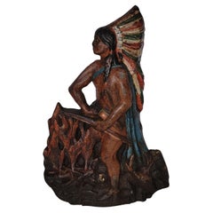 Original butoir de porte en fonte indienne peinte du 19e siècle