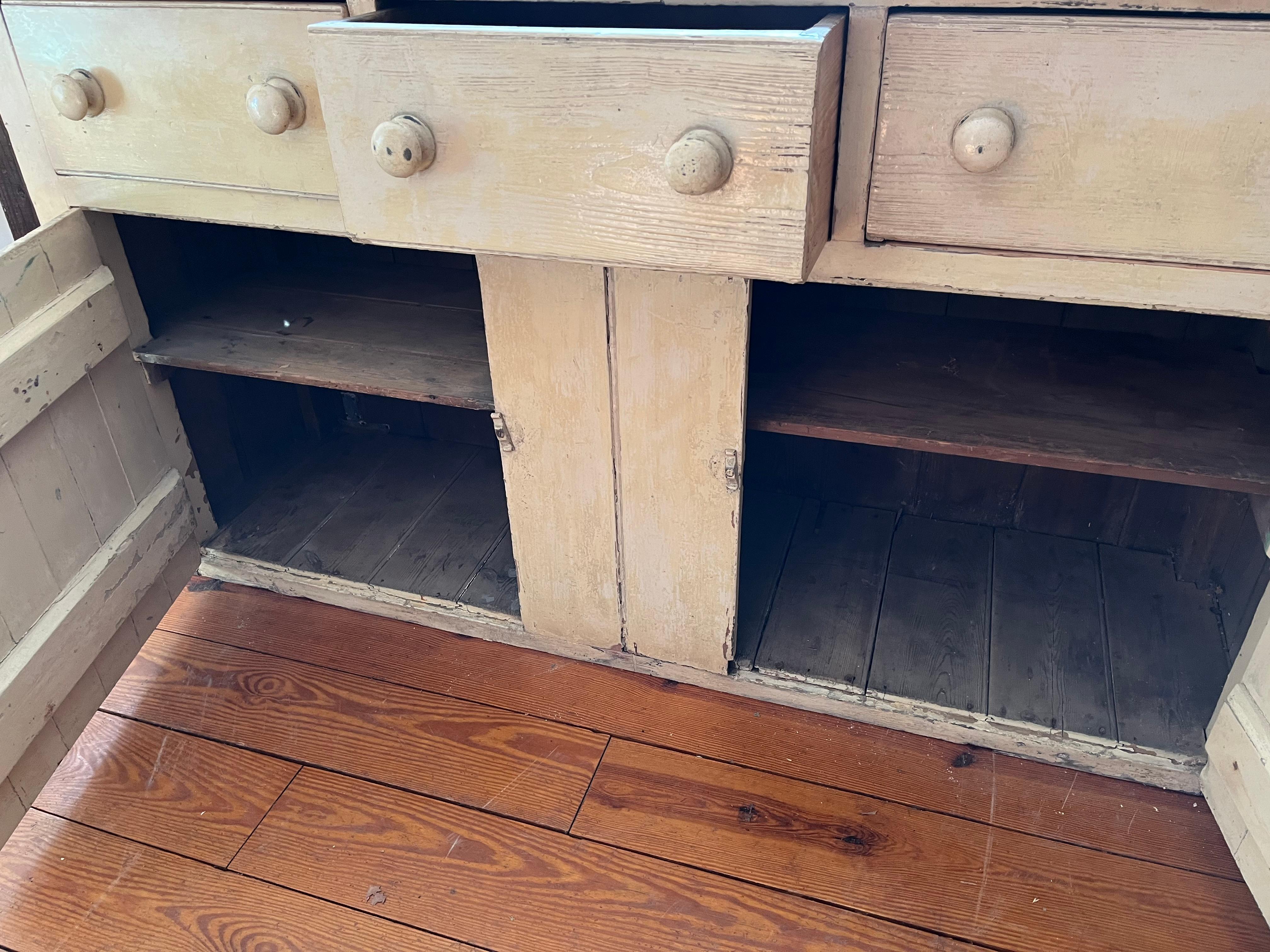 Original Painted 2 Door, 3 Drawer Dresser Base In Good Condition In Sheffield, MA