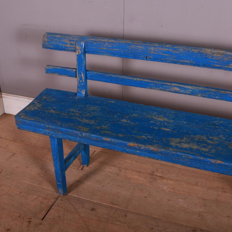 Rustic 19th C Austrian bench with original painted finish. 1880.

Seat height is 18.5