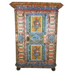 Original Painted Austrian Folk Art Cabinet, Upper Austria, Dated 1828