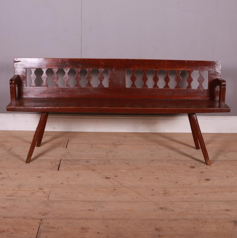 Early 19th C original painted Austrian settle bench. 1820.

Seat height is 17.5