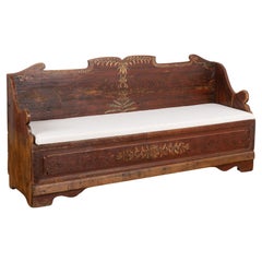 Original Painted Bench with Storage, Sweden circa 1820-40