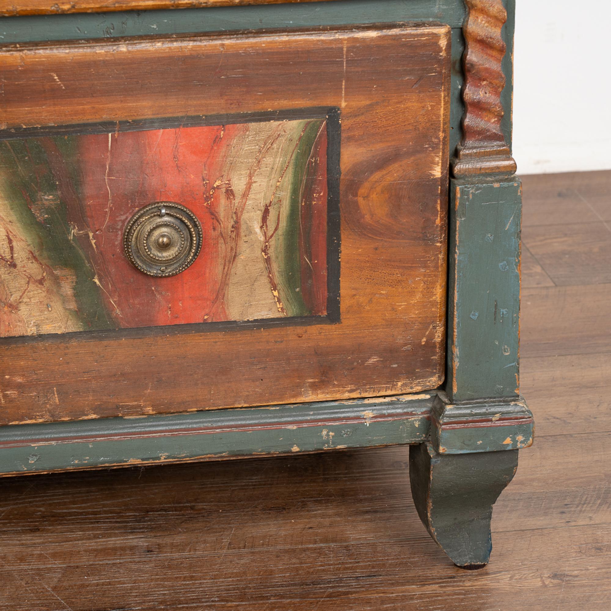 Original Painted Blanket Chest of Two Drawers, Hungary dated 1851 For Sale 4