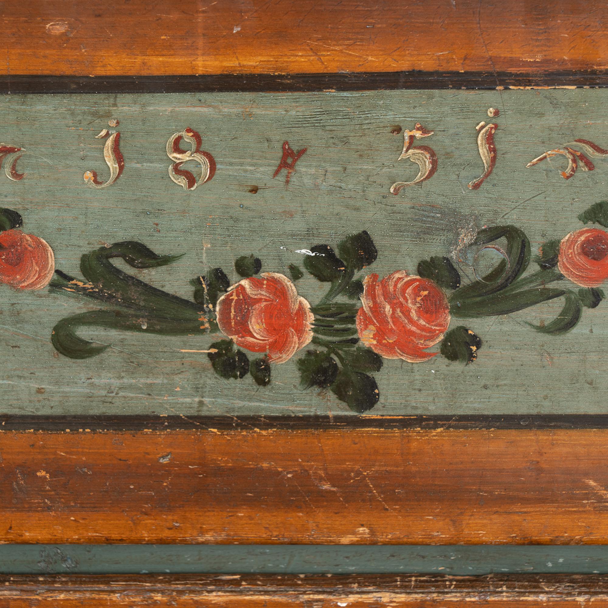 Original Painted Blanket Chest of Two Drawers, Hungary dated 1851 For Sale 5