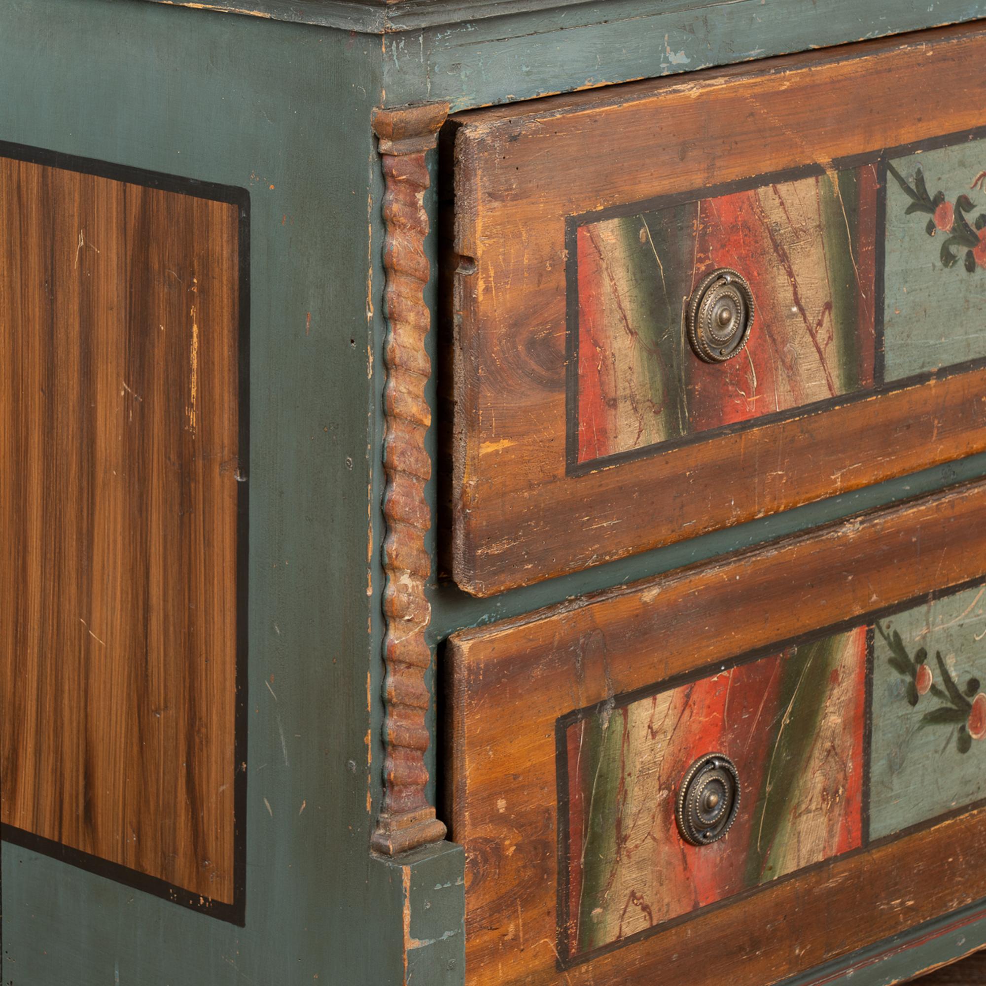 19th Century Original Painted Blanket Chest of Two Drawers, Hungary dated 1851 For Sale