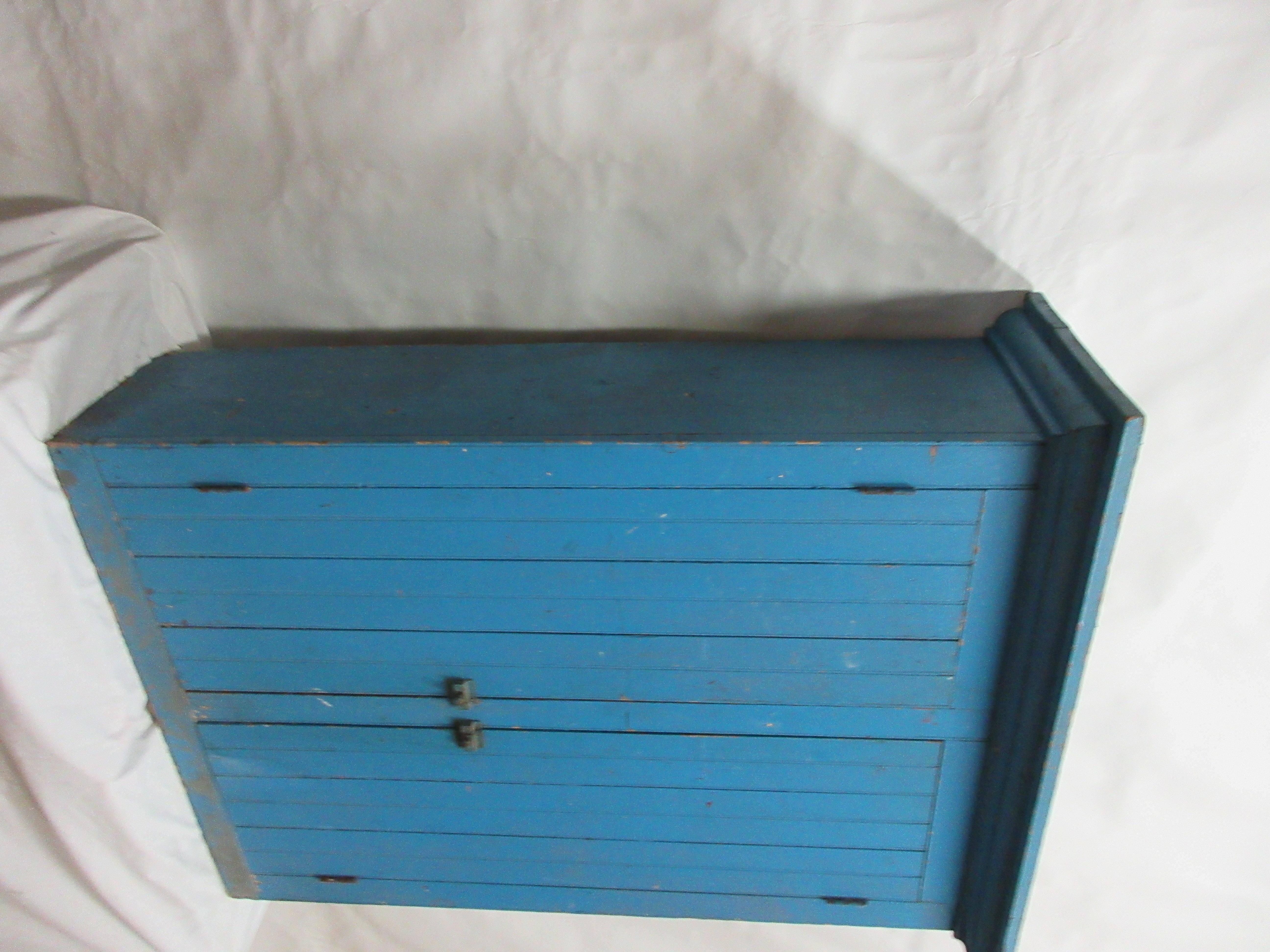 Original Painted Blue Hanging Cupboard In Fair Condition For Sale In Hollywood, FL