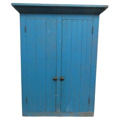 Used Original Painted Blue Hanging Cupboard