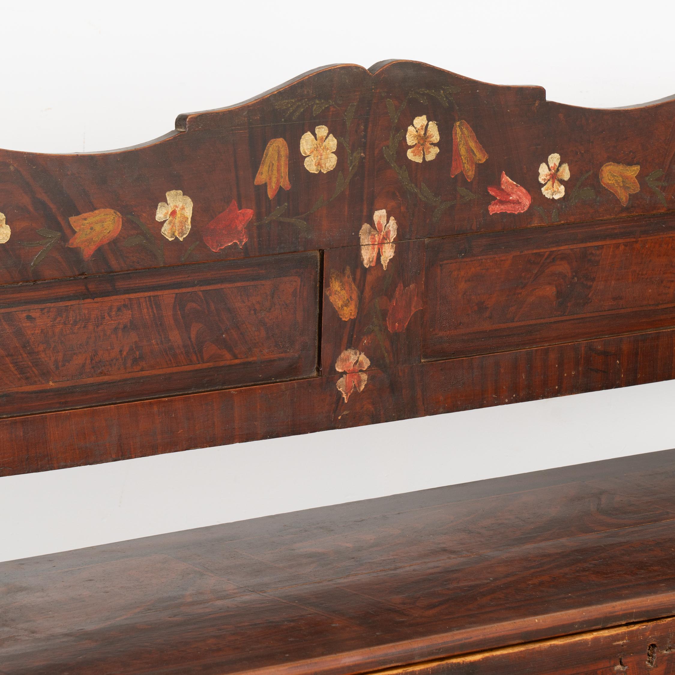Original Painted Brown Bench With Storage, Hungary Circa 1900's For Sale 2