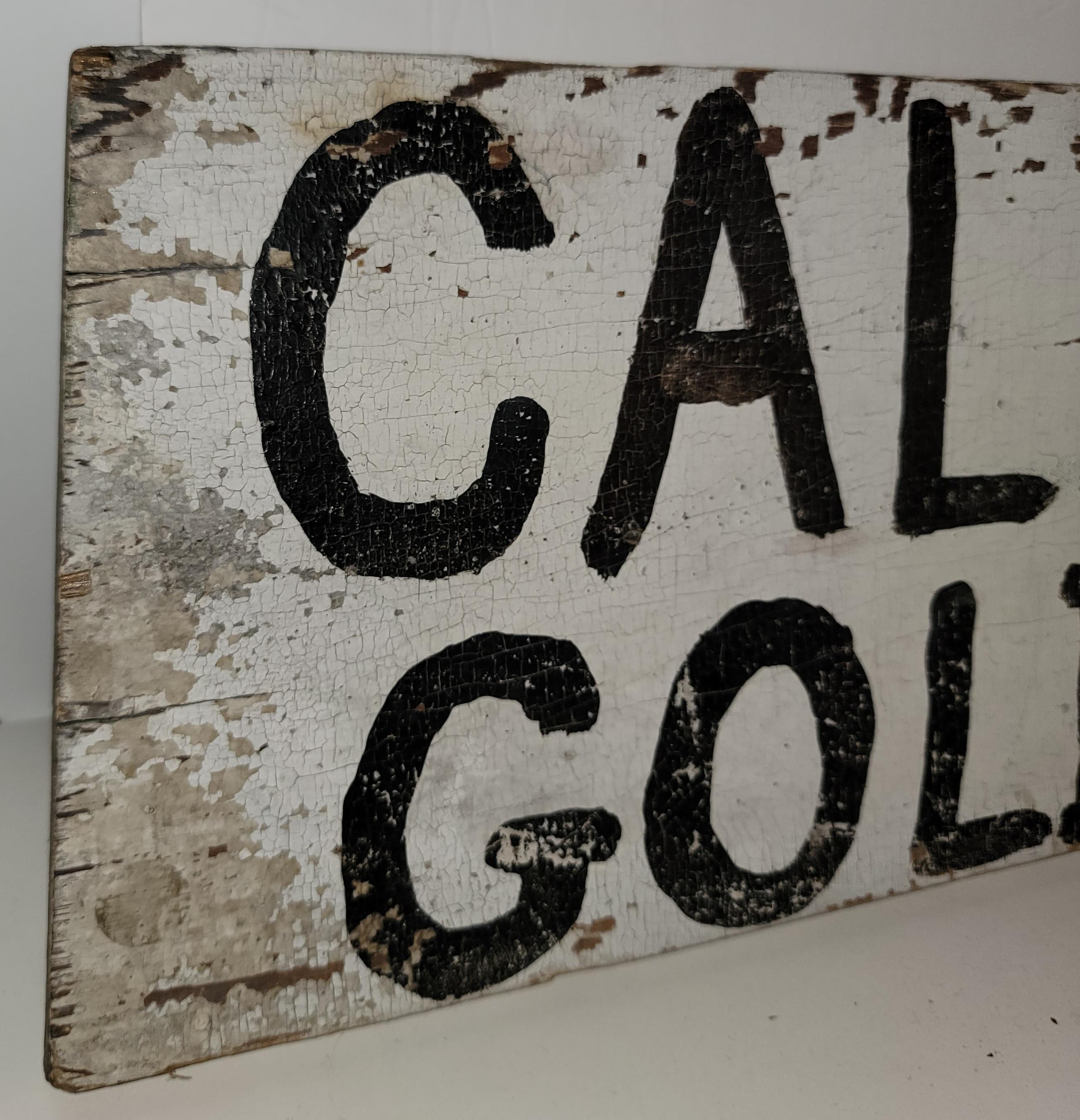 Original Vintage Original bemaltes kalifornisches Goldschmuck-Schild (amerikanisch) im Angebot