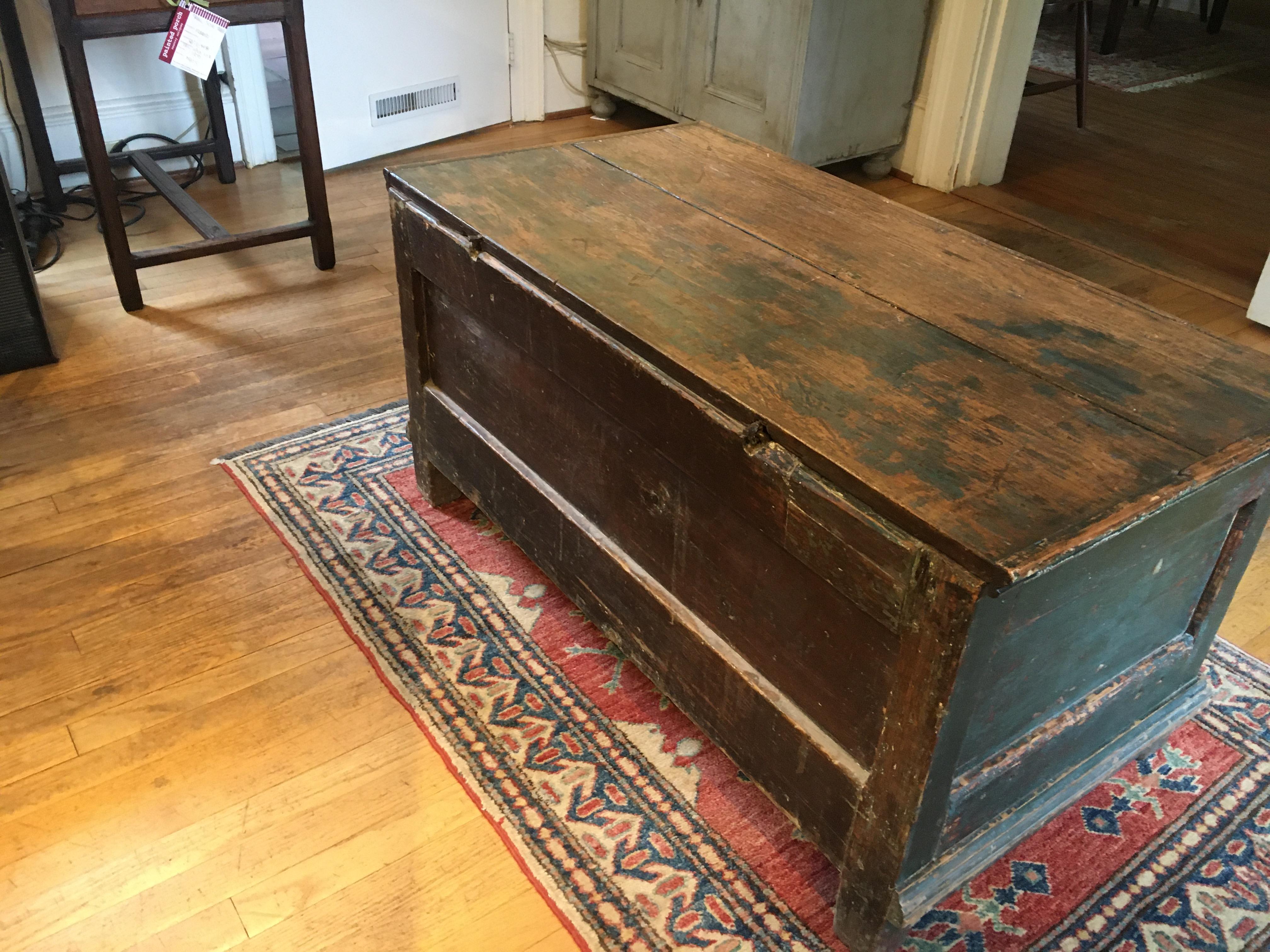 Early 19th Century Original Painted Canadian Blanket Box