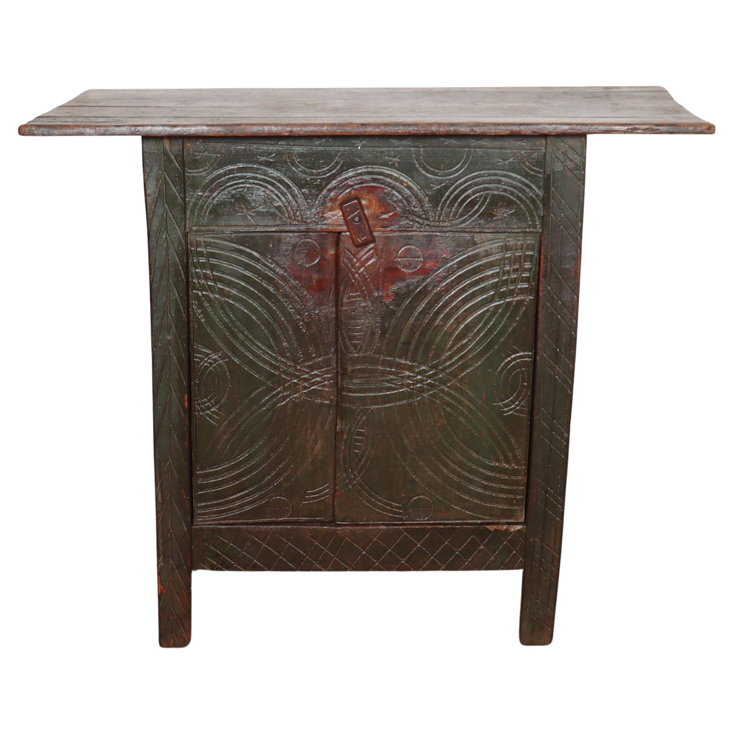 Original Painted Carved Buffet For Sale
