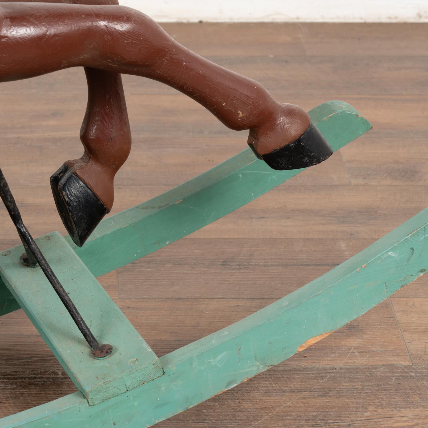 Original Painted Carved Rocking Horse from Sweden, circa 1900's For Sale 4