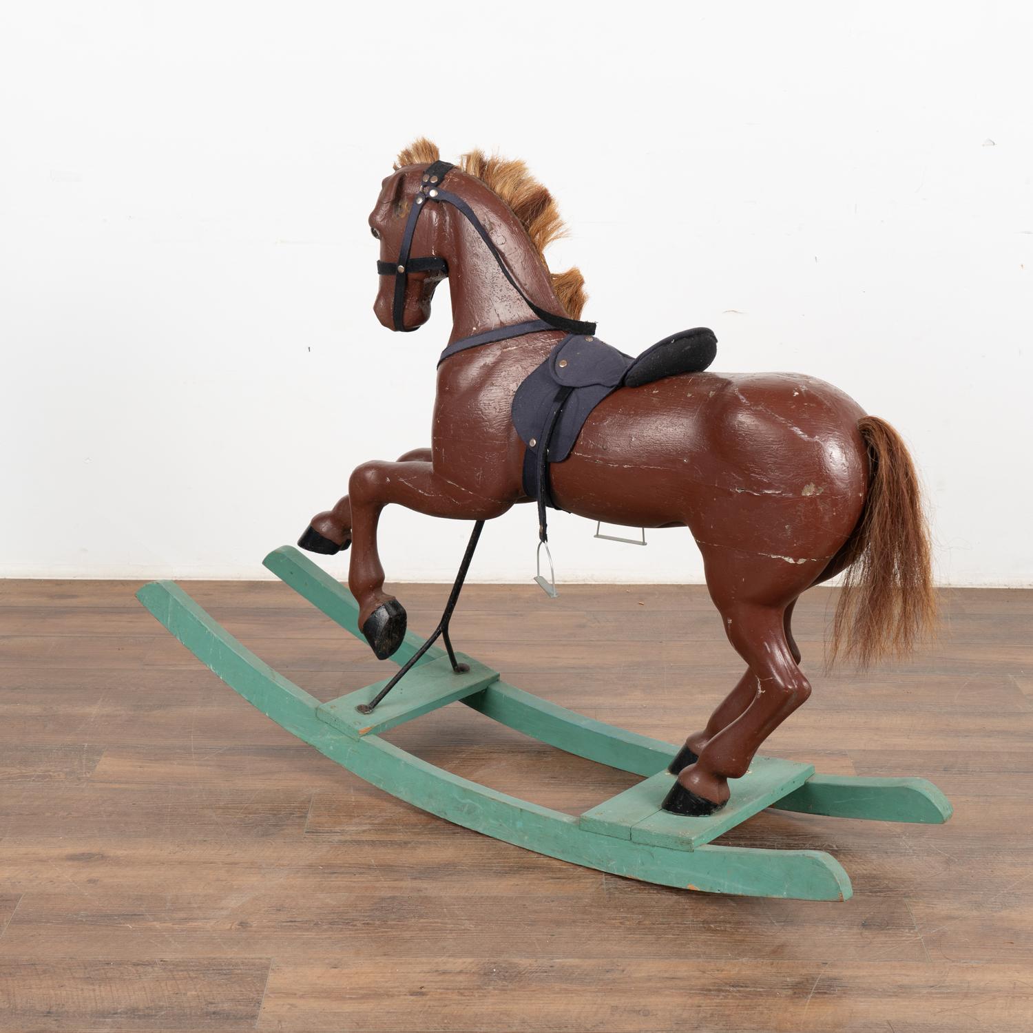 Original Painted Carved Rocking Horse from Sweden, circa 1900's For Sale 5
